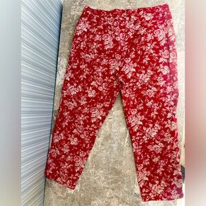 Ralph Lauren ankle Red Floral Pants size 18 W
